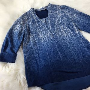 Soft Surroundings Blue 3/4 sleeve Blouse